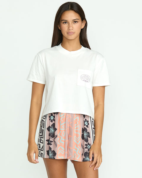 Women's Pocket Dial Tee-Star White-Volcom