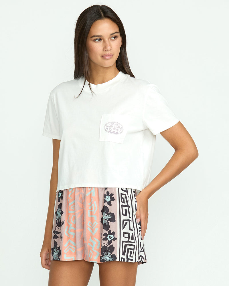 Volcom Women's Pocket Dial Tee Star White