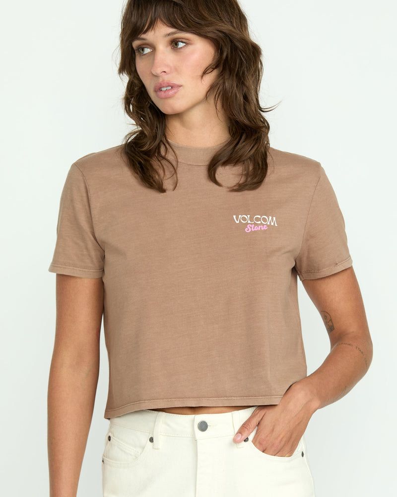 Volcom Women's Dial Crop Tee Hazelnut