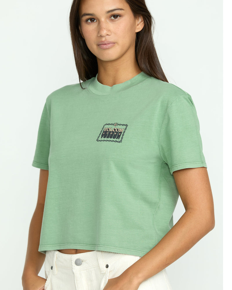 Volcom Women's Dial Crop Tee Seagreen
