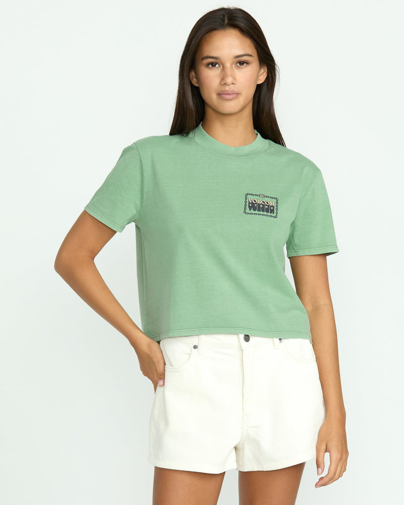 Volcom Women's Dial Crop Tee Seagreen