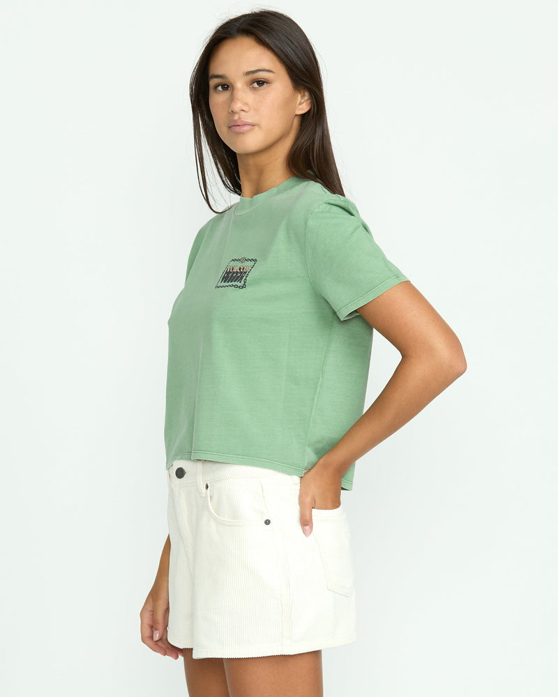 Volcom Women's Dial Crop Tee Seagreen