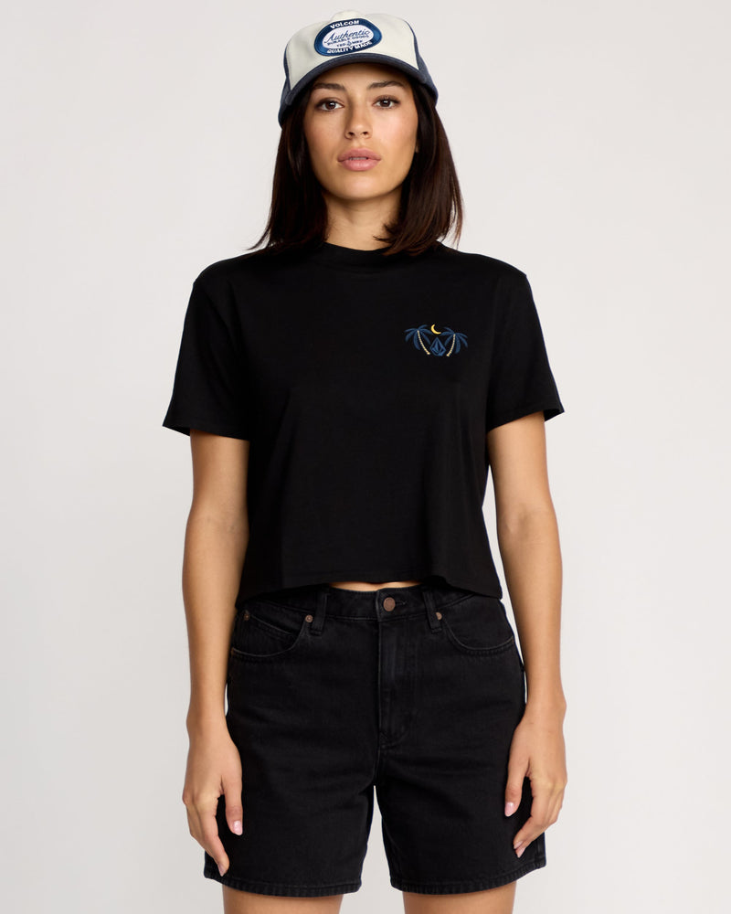 Volcom Women's Dial Crop Tee Black