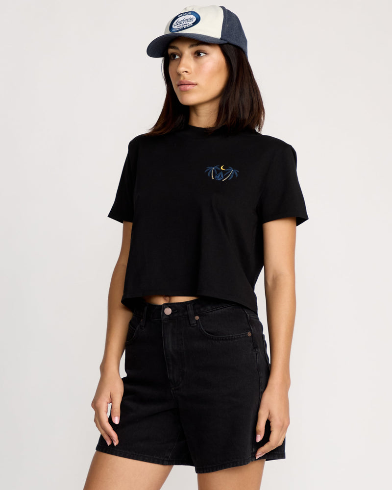 Volcom Women's Dial Crop Tee Black