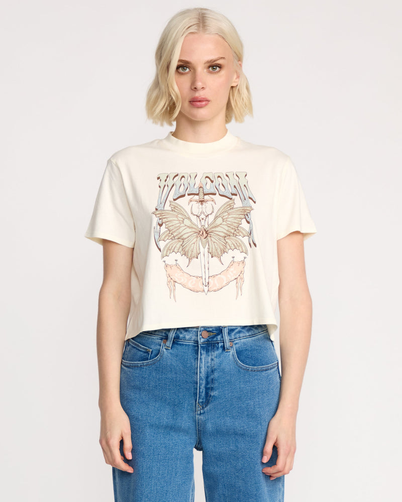 Volcom Women's Dial Crop Tee Bone