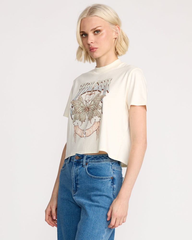 Volcom Women's Dial Crop Tee Bone