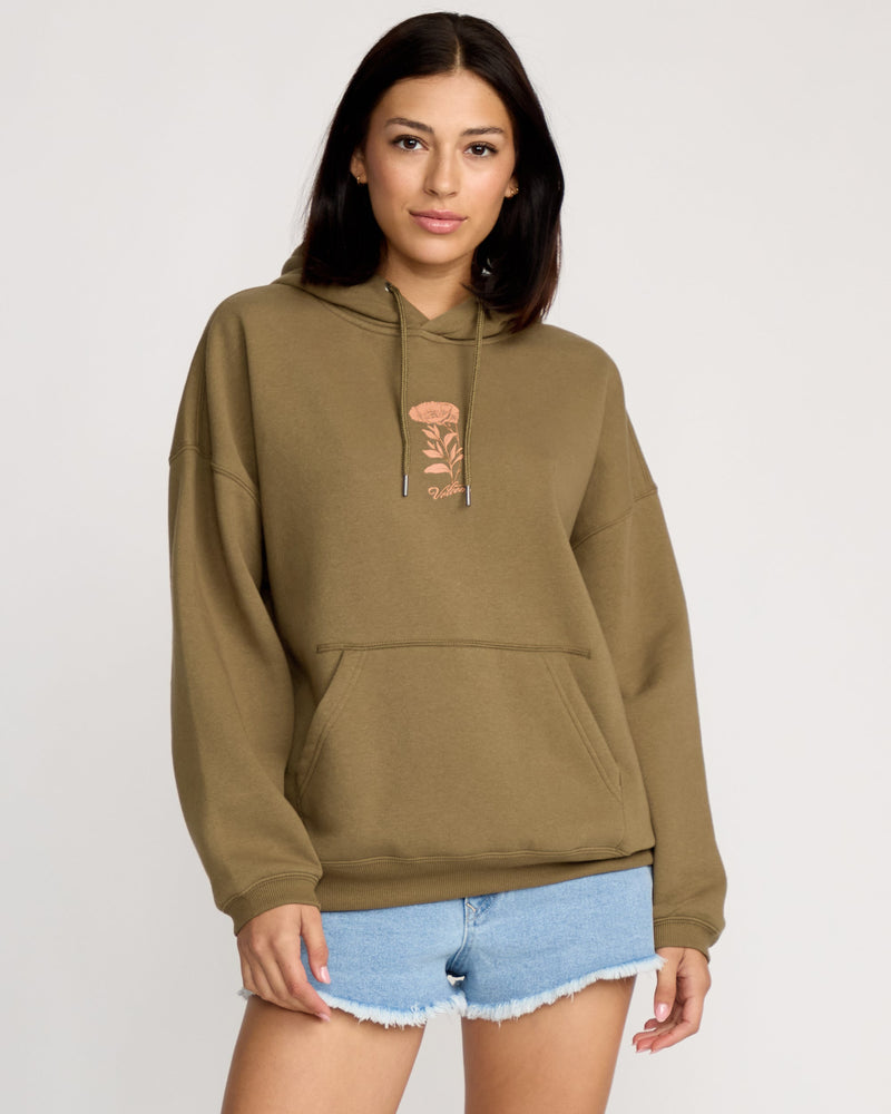 Volcom Women's Stone Art Up Hoodie Olive Green