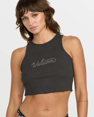 Women's Stone Mid Tank-Vintage Black-Volcom