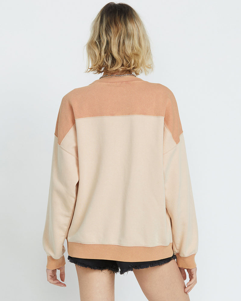 Volcom Women's Stone Blocked Crew Champagne Gold