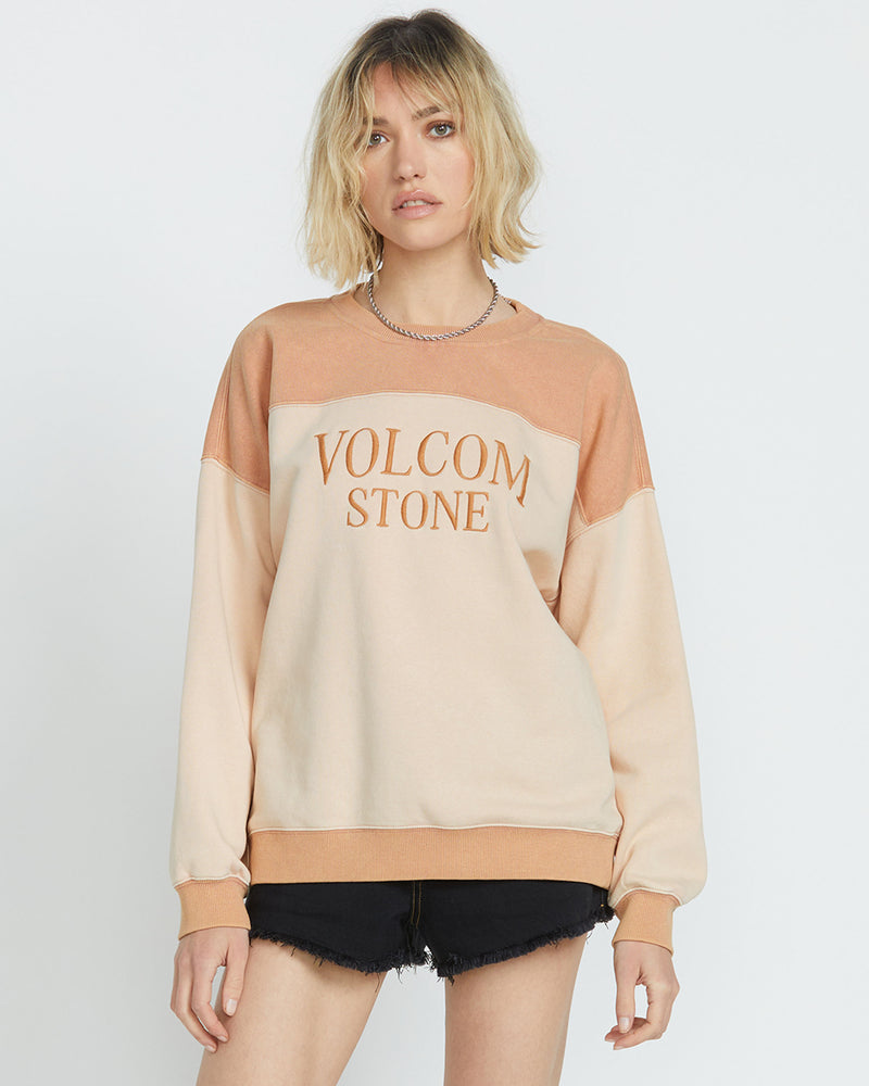 Volcom Women's Stone Blocked Crew Champagne Gold