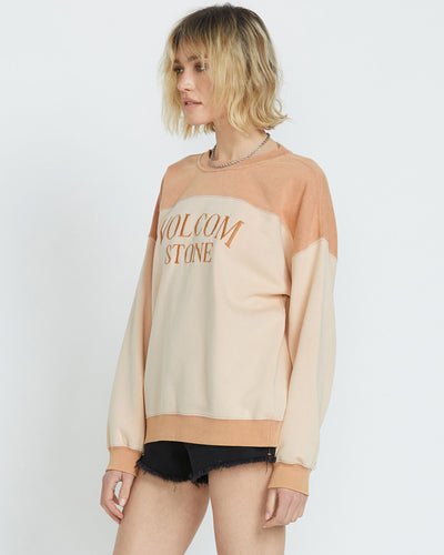 Volcom Women's Stone Blocked Crew Champagne Gold