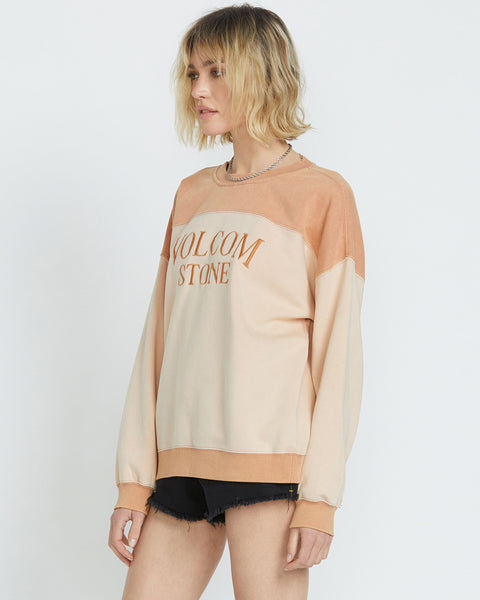 Volcom Women's Stone Blocked Crew Champagne Gold