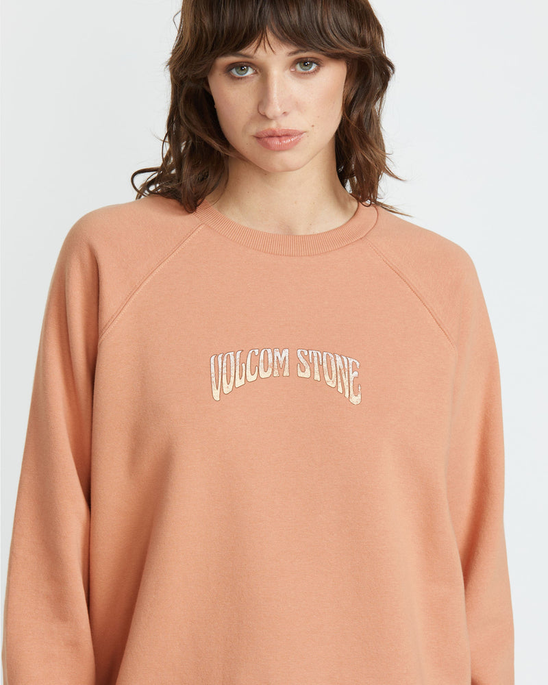 Volcom Women's Stone Magic Boyfriend Crew Sandstone