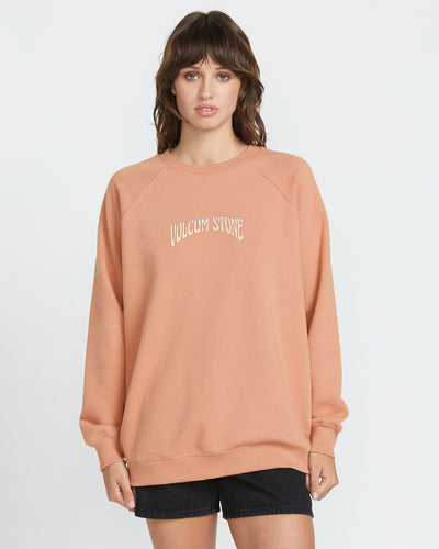 Volcom Women's Stone Magic Boyfriend Crew Sandstone