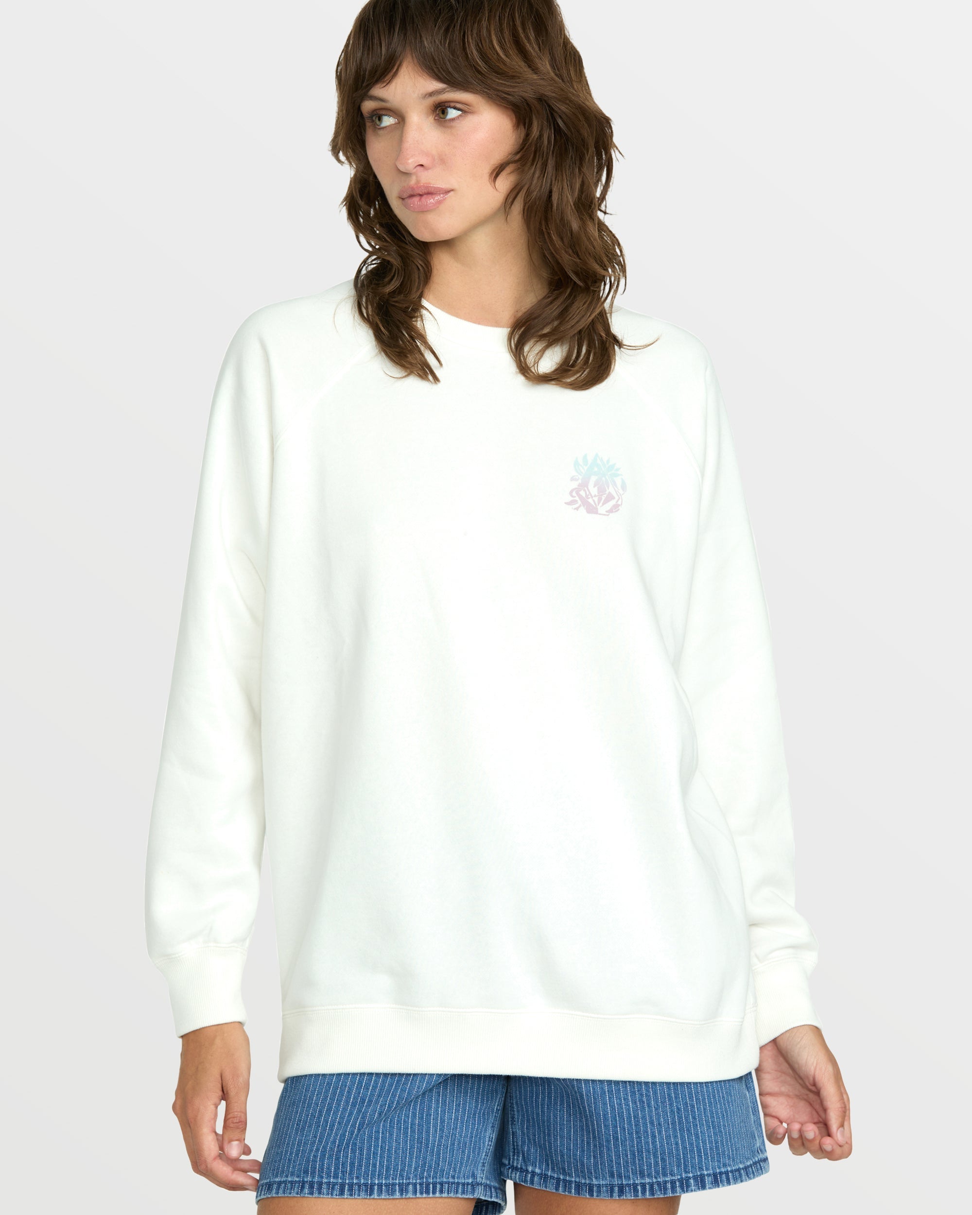 ヒデユキ　STONE  ホワイト トレーナー Women's Stone Magic Boyfriend Crew - Volcom