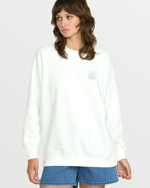 Volcom Women's Stone Magic Boyfriend Sweatshirt Star White