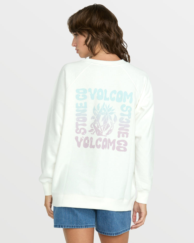 Volcom Women's Stone Magic Boyfriend Sweatshirt Star White