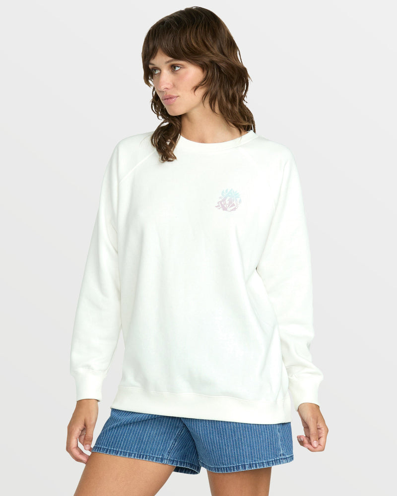 Volcom Women's Stone Magic Boyfriend Sweatshirt Star White