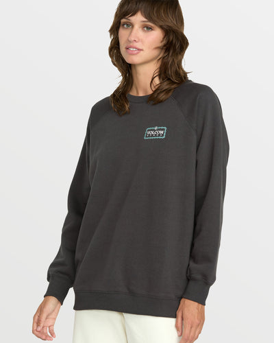 Volcom Women's Stone Magic Boyfriend Sweatshirt Vintage Black