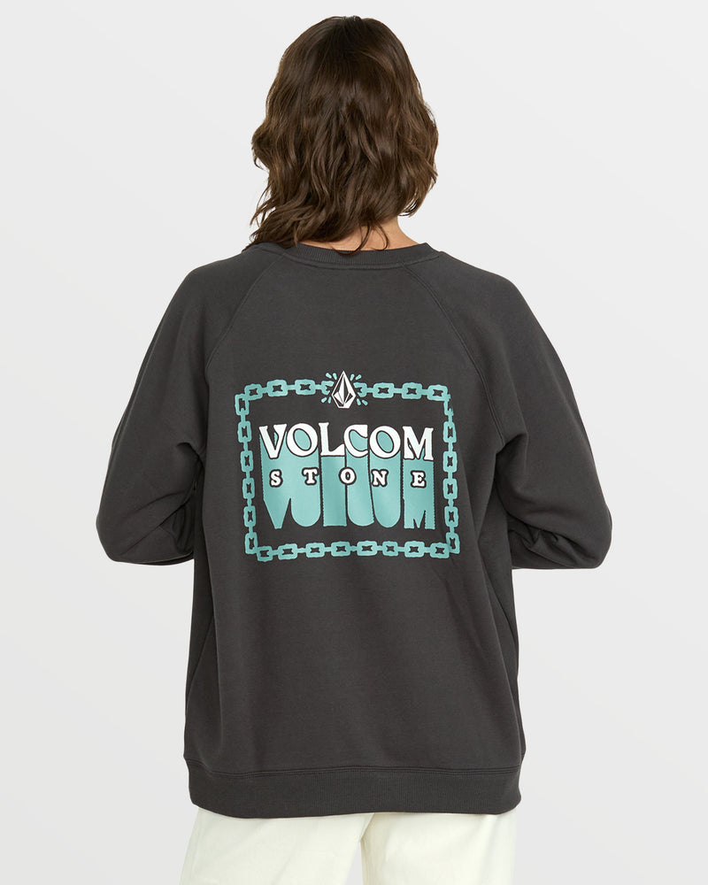 Volcom Women's Stone Magic Boyfriend Sweatshirt Vintage Black
