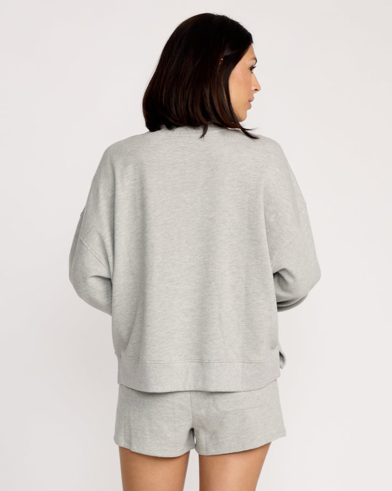 Volcom Women's Lived In Fleece Henley Heather Grey