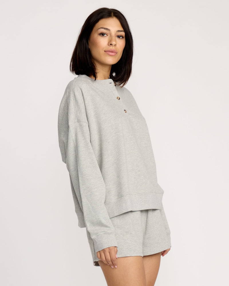 Volcom Women's Lived In Fleece Henley Heather Grey