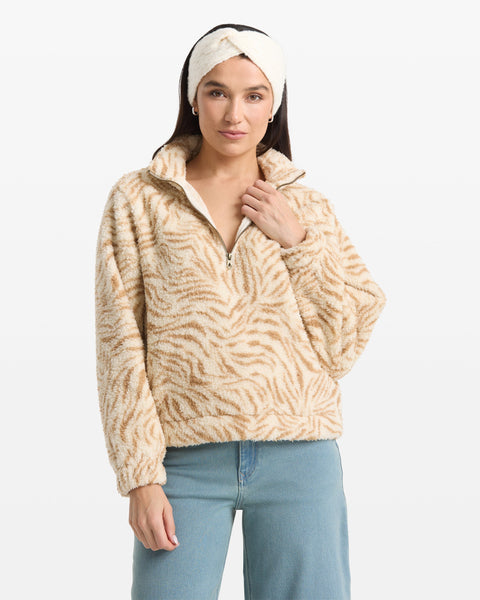 Women's Halfstone Zip Sweatshirt-Vintage White-Volcom