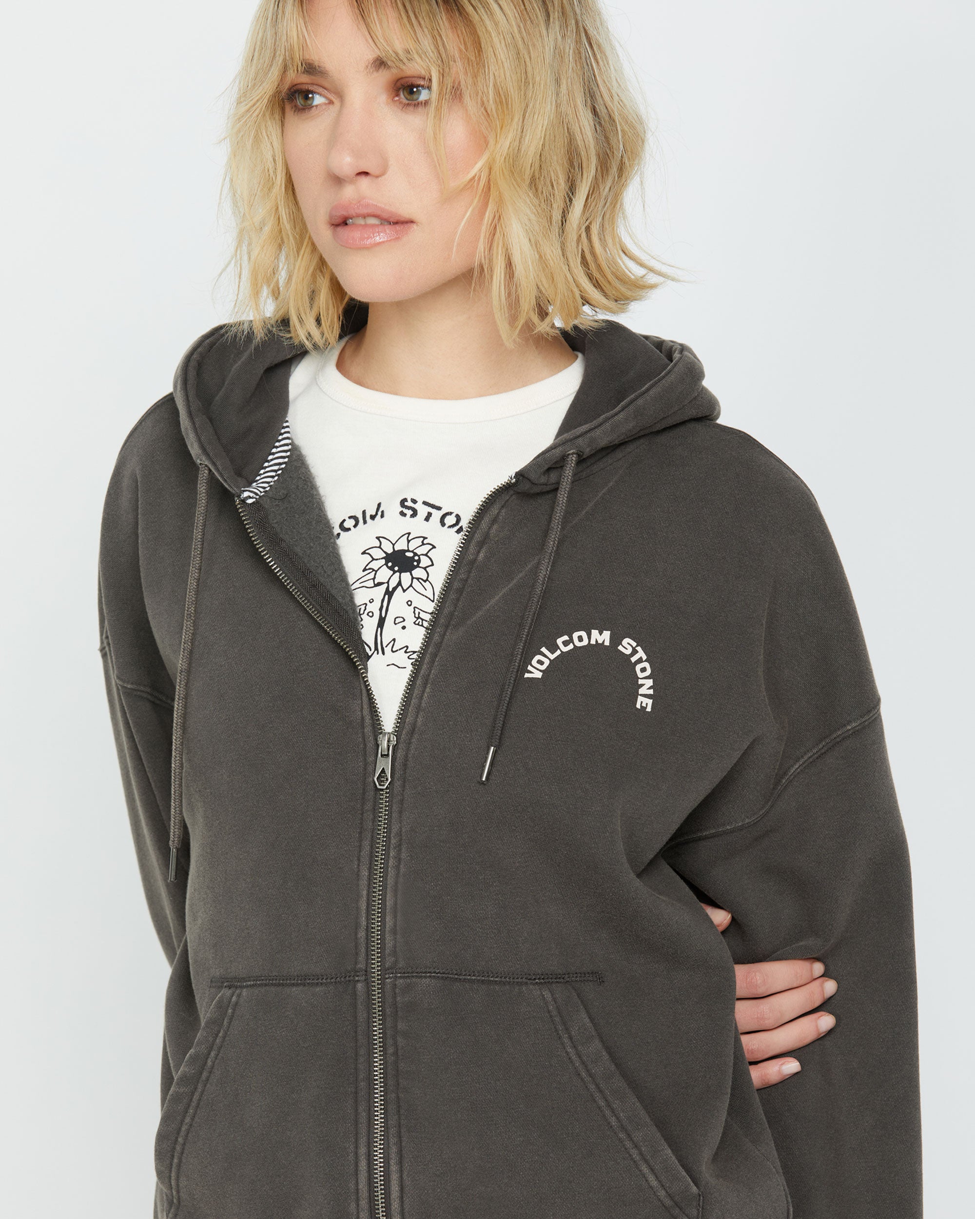 Volcom Women's Stone Art Up Zip Vintage Black