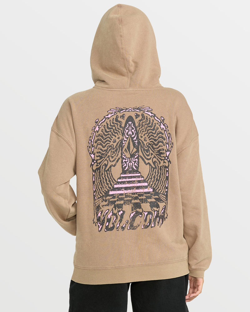 Volcom Women's Stone Art Up Zip Sweatshirt Hazelnut