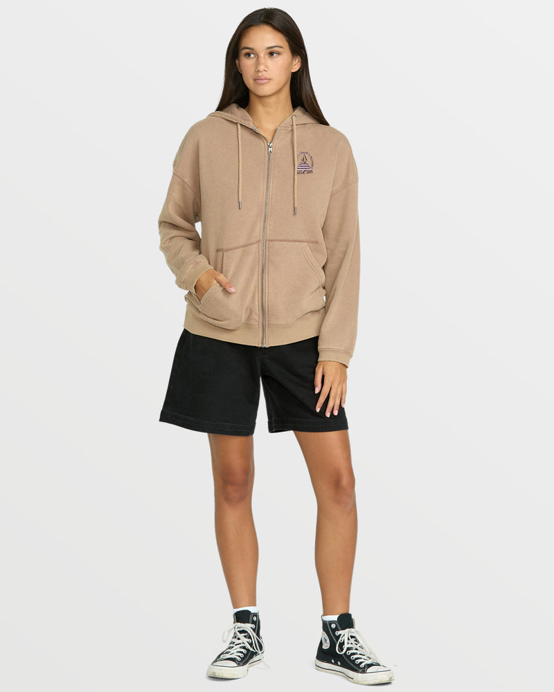 Volcom Women's Stone Art Up Zip Sweatshirt Hazelnut