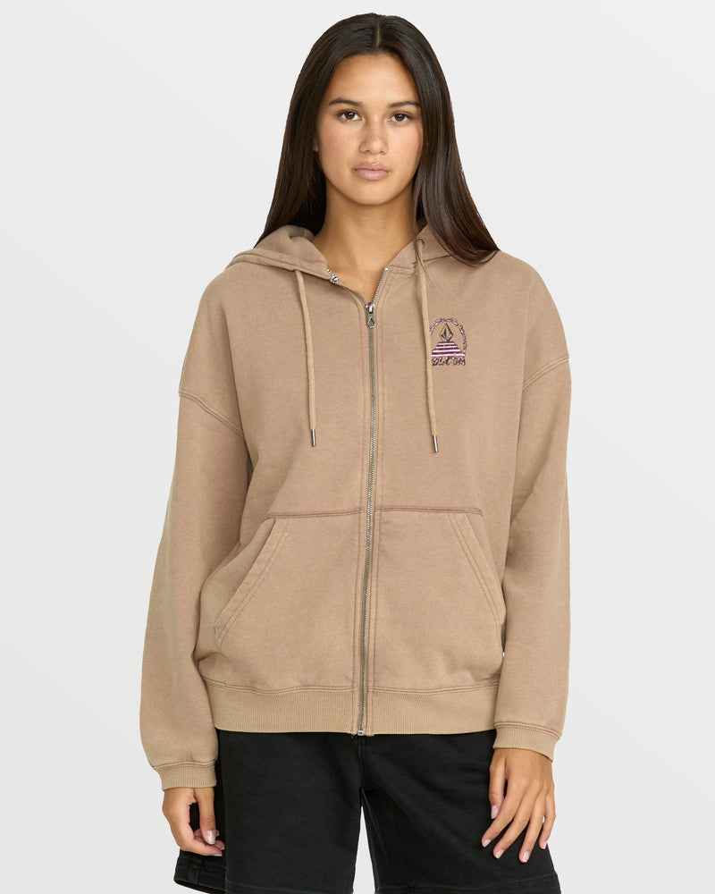 Volcom Women's Stone Art Up Zip Sweatshirt Hazelnut