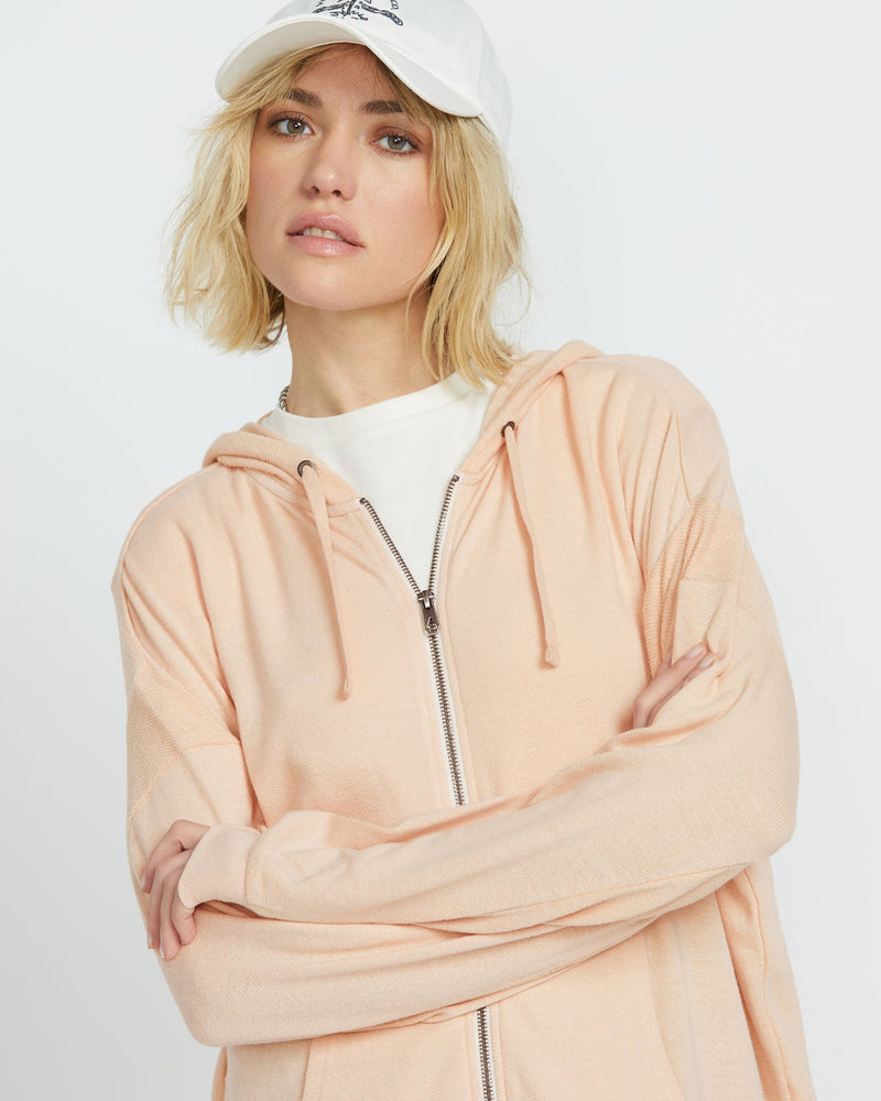 Volcom Women's Lived in Lounge Frenchie Zip Hoodie Champagne Gold
