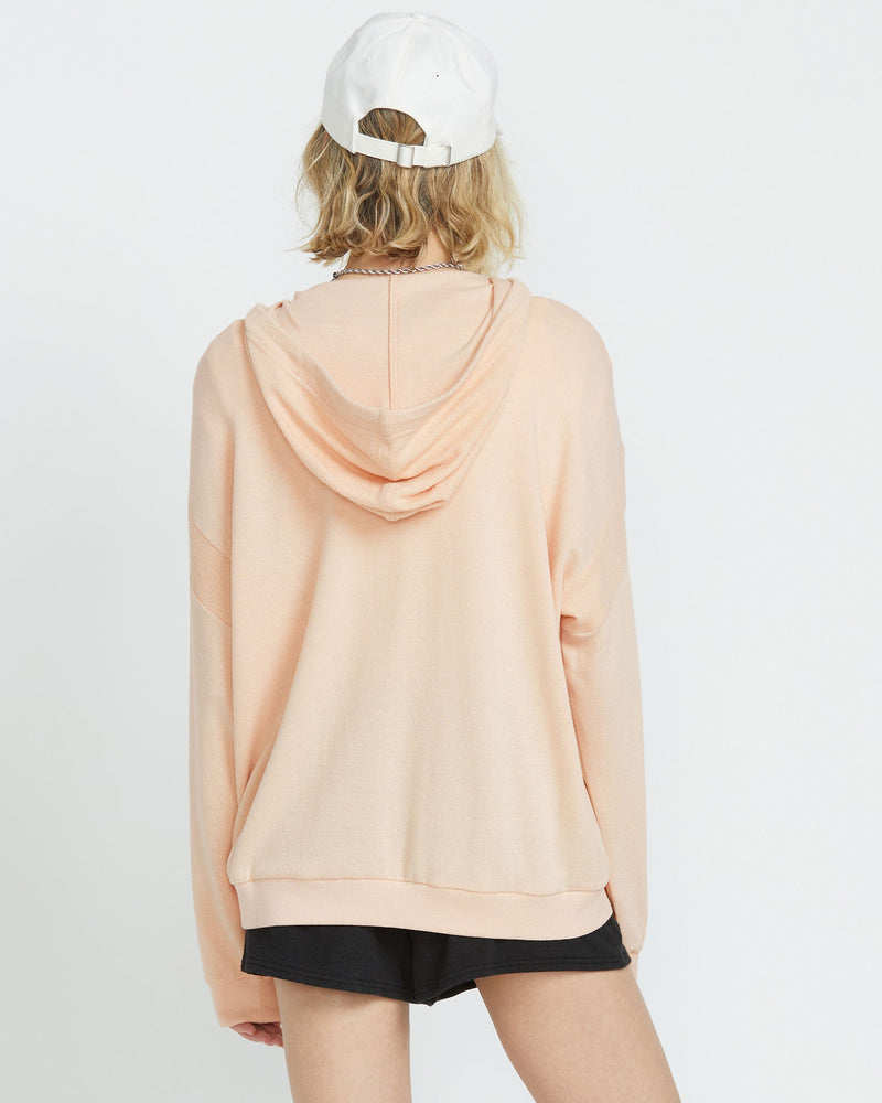 Volcom Women's Lived in Lounge Frenchie Zip Hoodie Champagne Gold