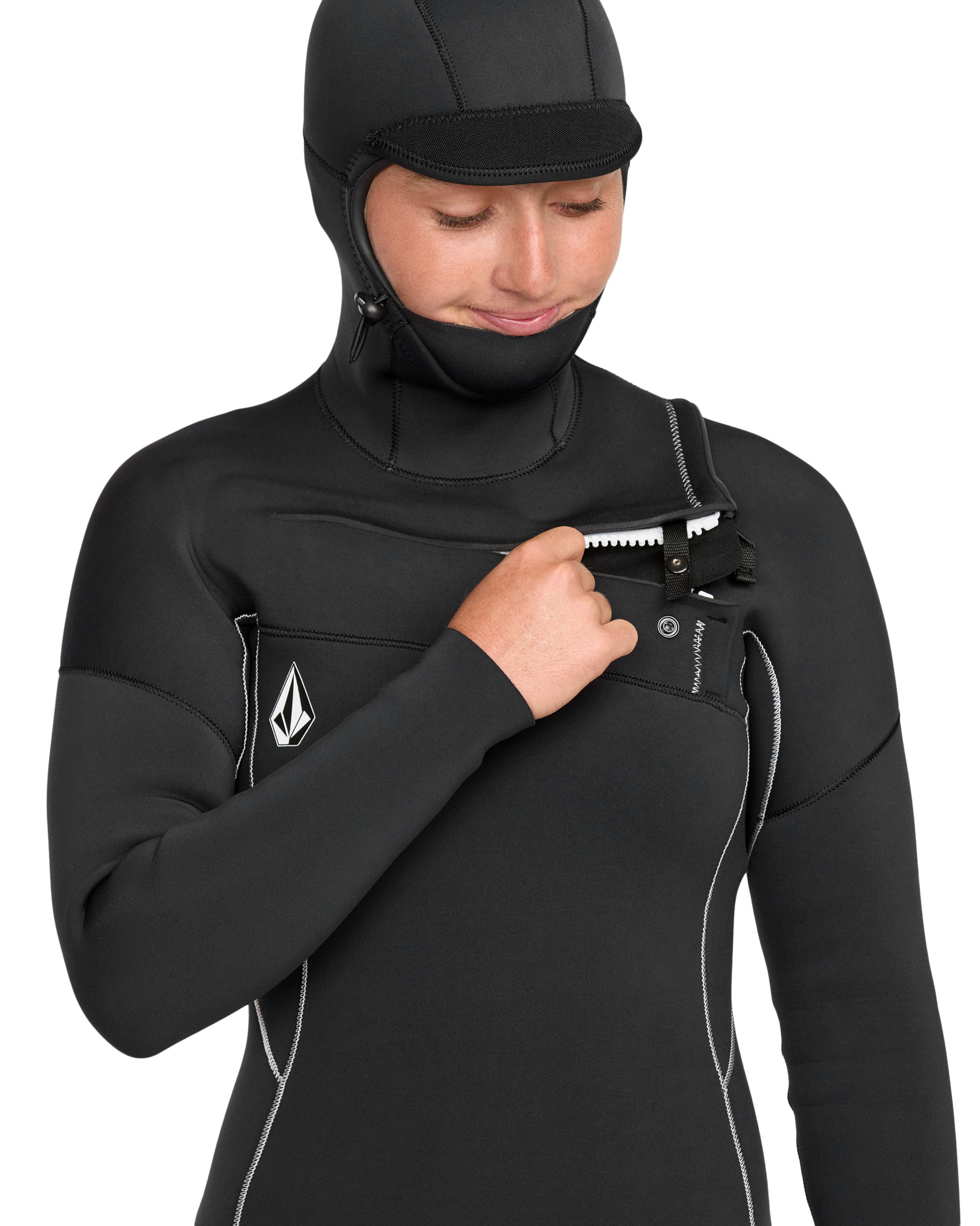 Women's 5/4MM Modulator Chest Zip Hooded Full Wetsuit - Volcom