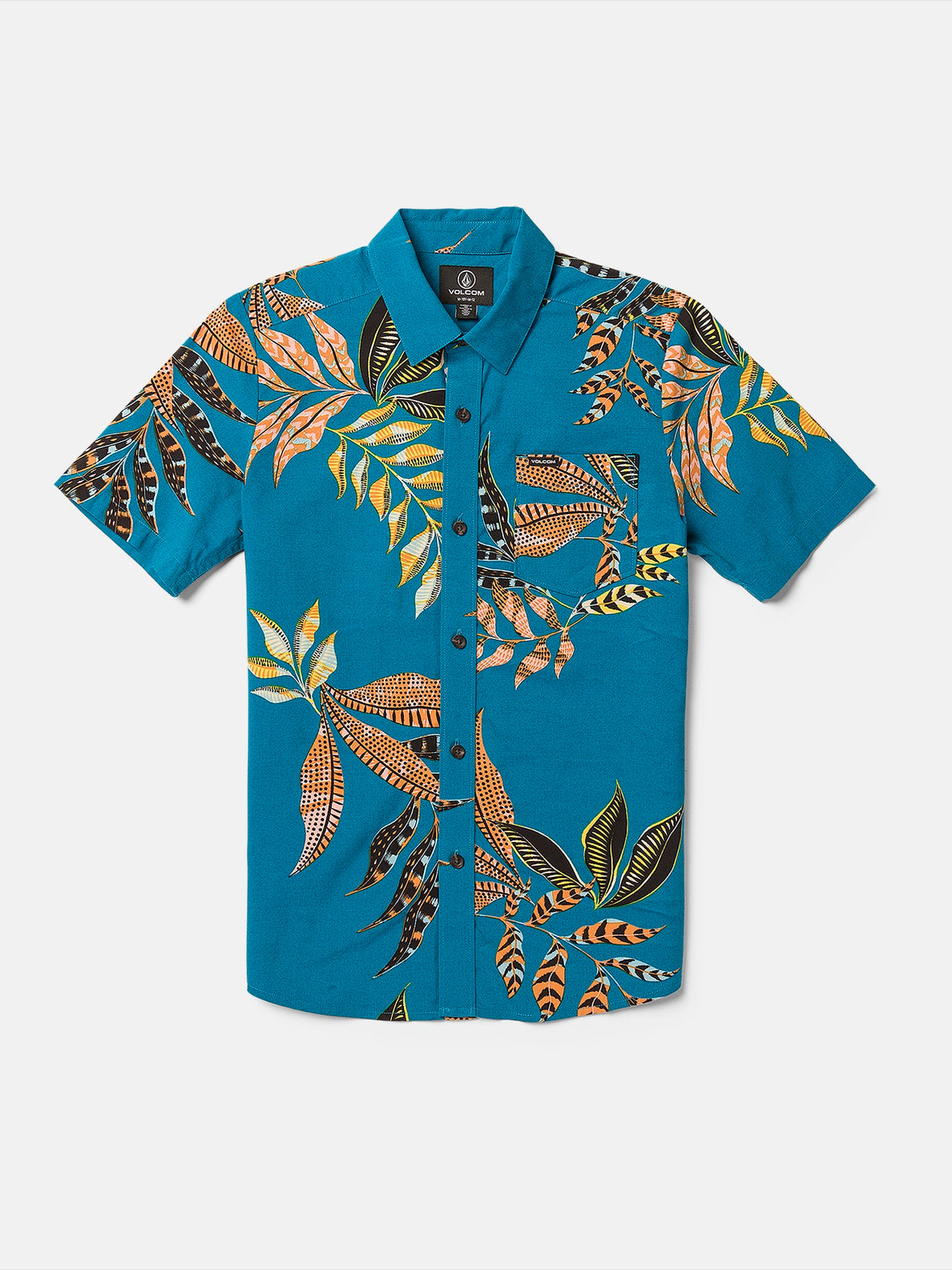 Big Boys Paradiso Floral Short Sleeve Shirt - Ocean Teal