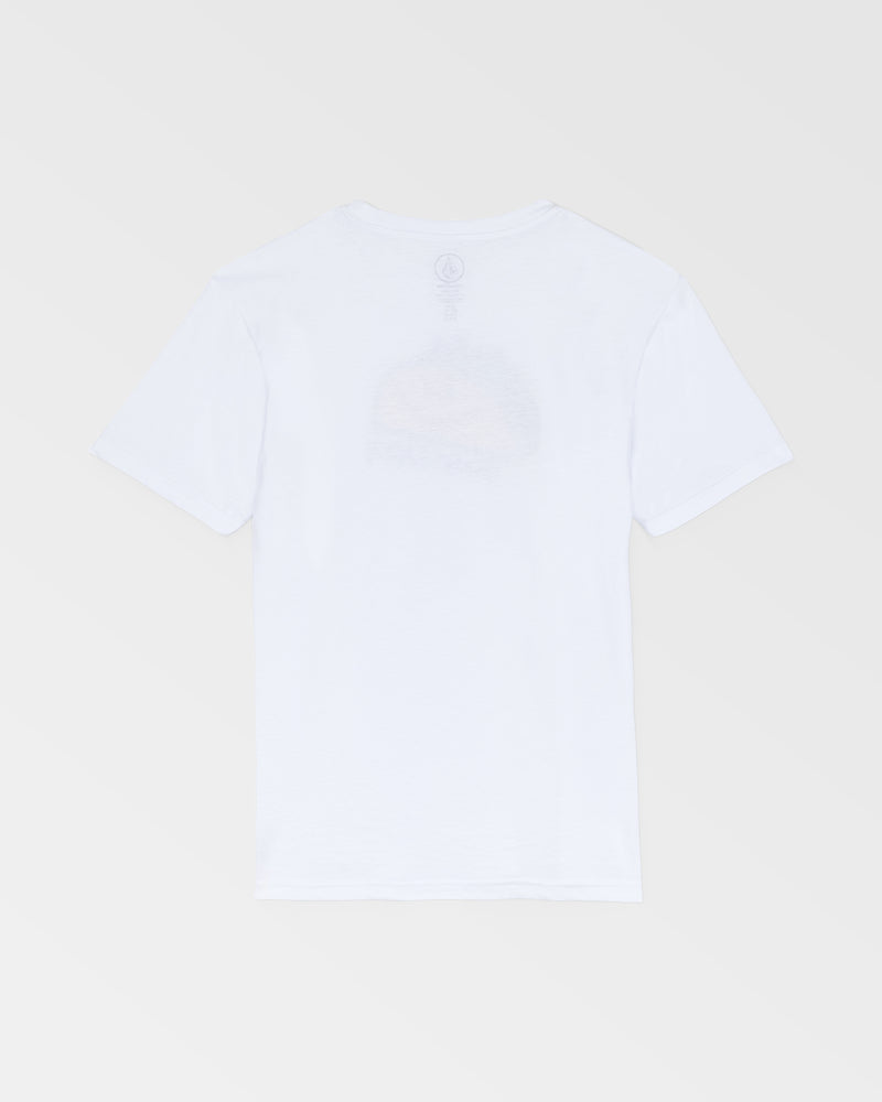 The Volcom Kids' Big Boys' Voltaco Sst is a plain white organic cotton t-shirt with a relaxed fit, shown from the back on a light background and featuring no visible designs or logos.