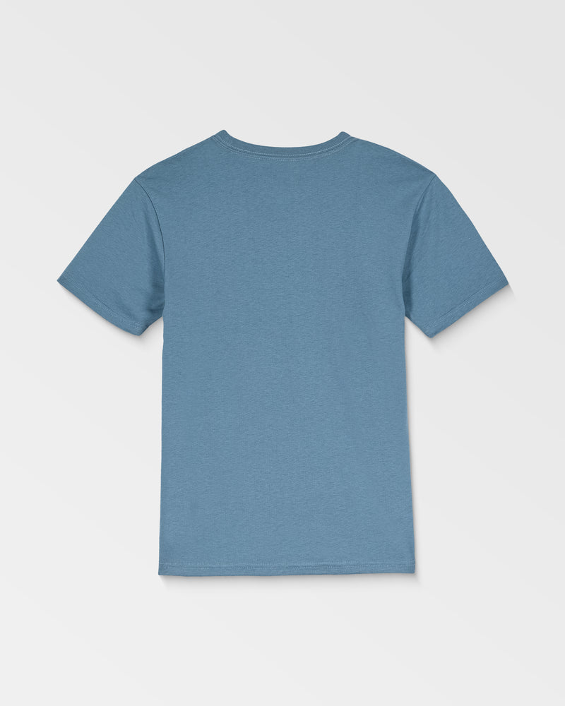 The Kids' Spikesnight Short Sleeve Tee is displayed from the back in light blue with plain, short sleeves against a white background.