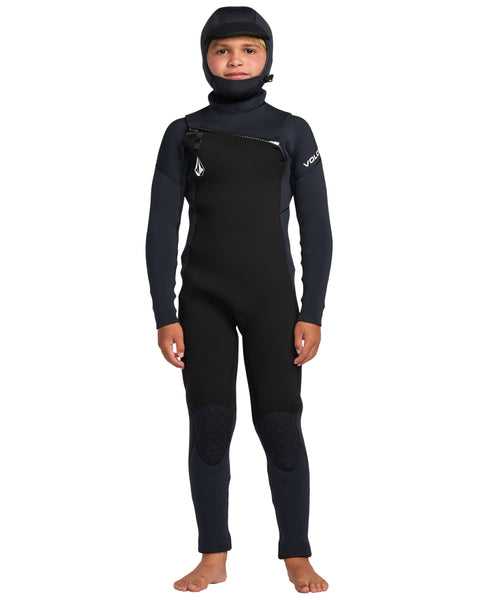 サーフィン・ボディボード FELLOW Kids Wetsuit 3mm Chest Zip Big Kids' 5/4MM Hooded Chest Zip Full Wetsuit - Volcom