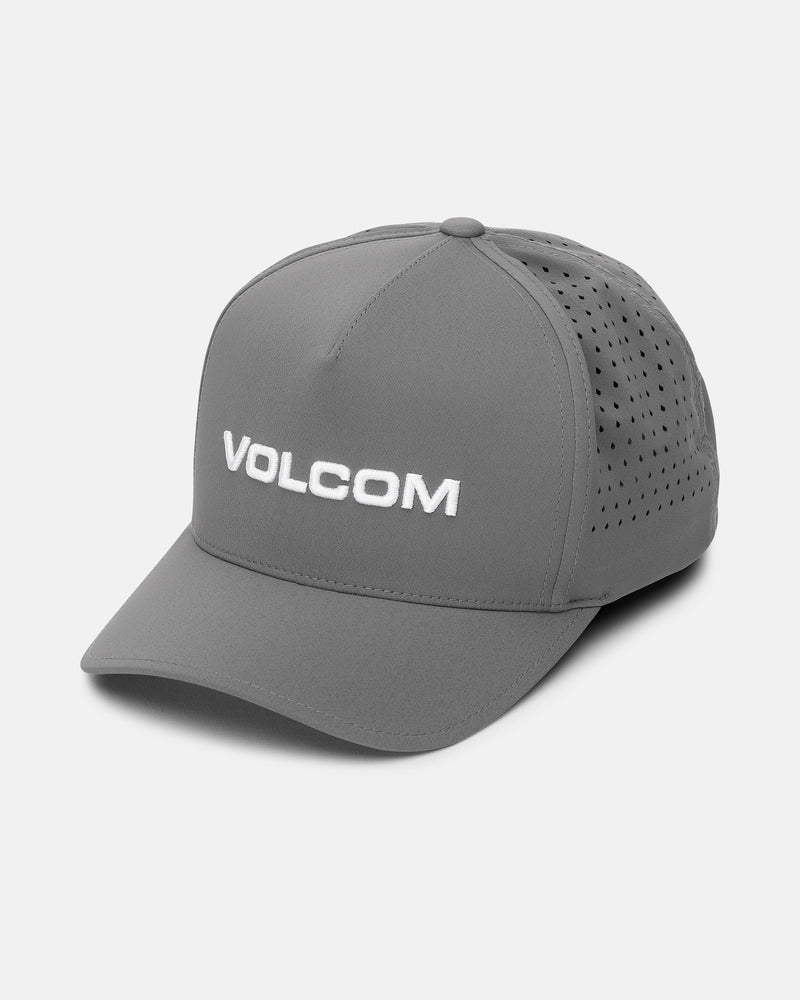 The Men’s Volcom Vent Delta Adjustable is a gray performance baseball cap featuring the word “VOLCOM” embroidered in white on the front. This Volcom hat offers a curved brim, small perforations on the side panels for breathability, and an adjustable fit for all-day comfort.