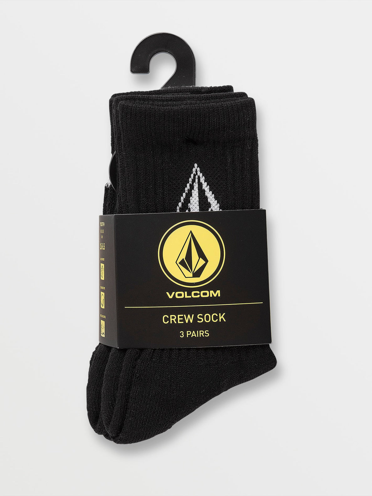 Big Boys Full Stone Socks 3 Pack - Black
