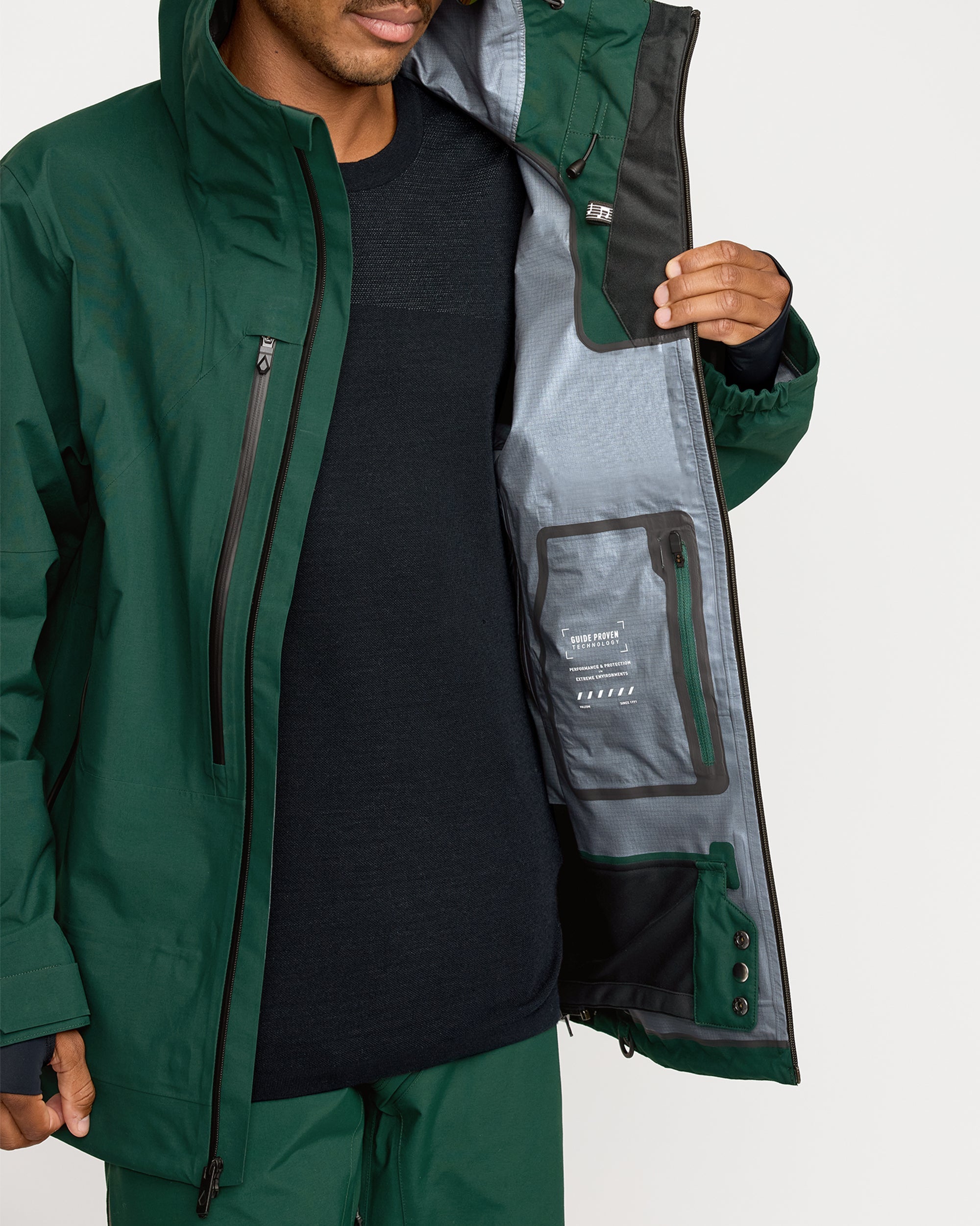 Volcom Men's Anyox Guide Gore Pro Shell Jacket Black Green