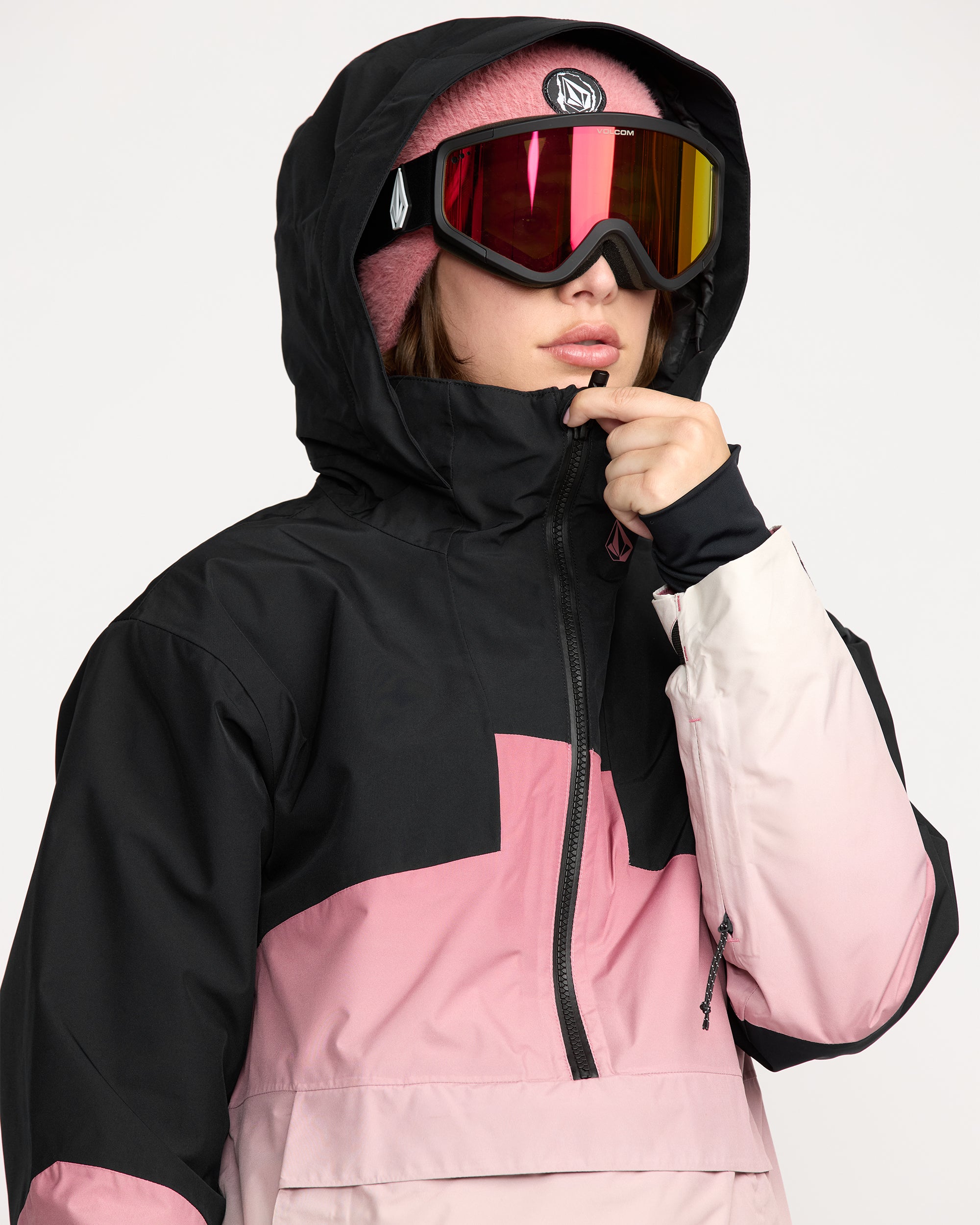 Volcom スノーボードジャケット M ピンク/ブラック Women's Fern Insulated Gore Pullover - Volcom