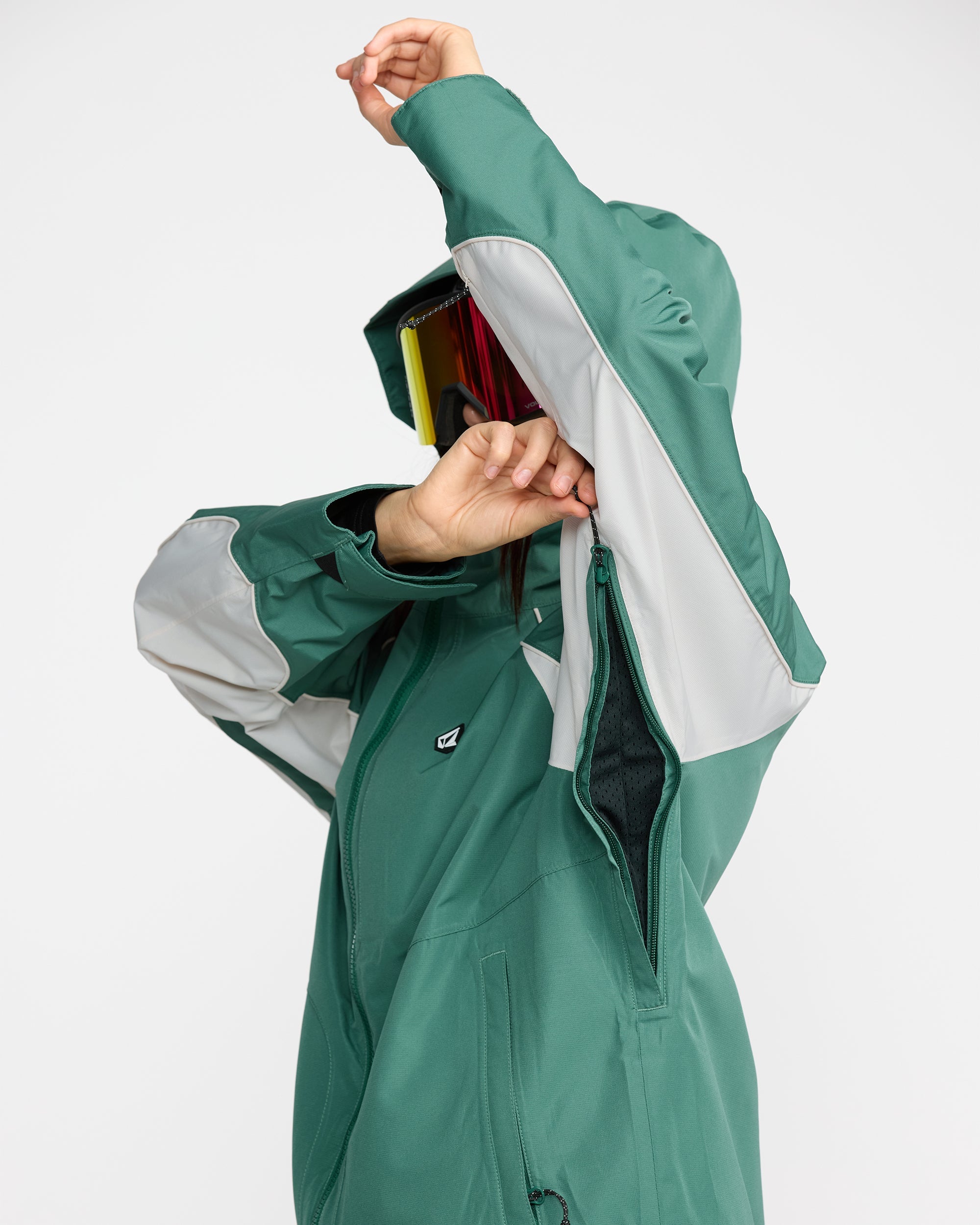 VOLCOM フード付きジャケット L グリーン/ホワイト Women's Stone Smokeshow 20K Jacket - Volcom