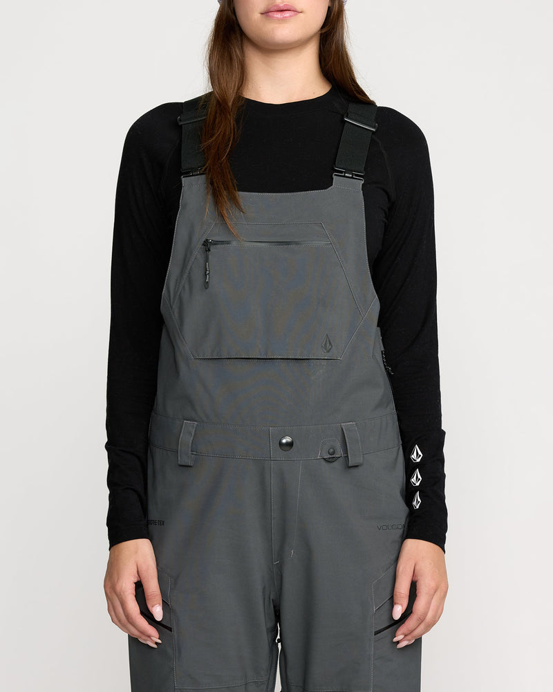 Volcom Women's Ash Stretch Gore Bib Overall Dark Grey