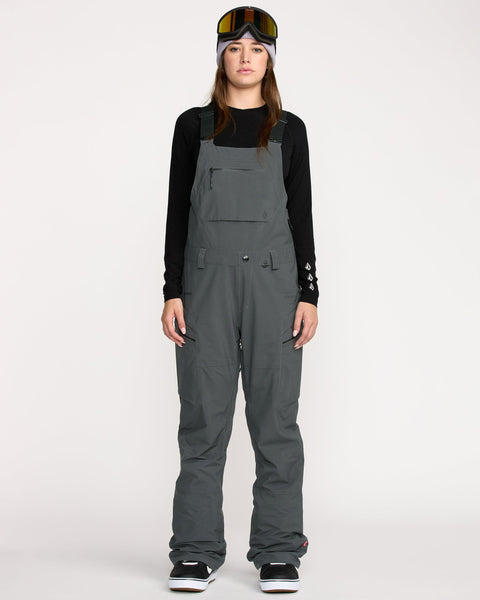 Volcom Women's Ash Stretch Gore Bib Overall Dark Grey