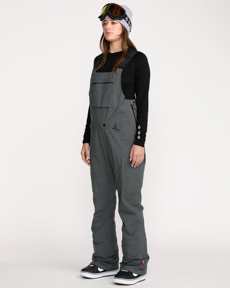 Volcom Women's Ash Stretch Gore Bib Overall Dark Grey