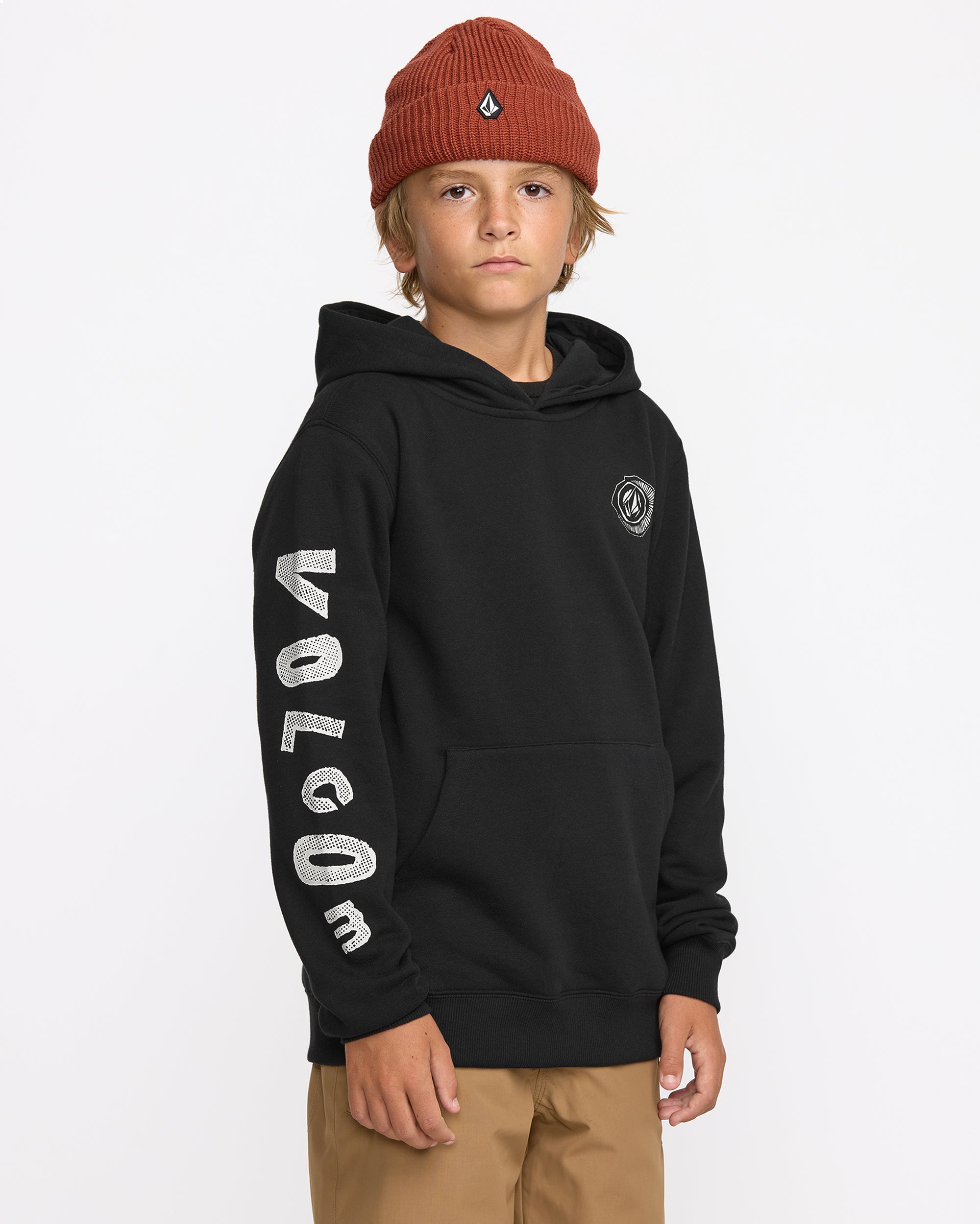 【うる】24AW ブリストル PULL OVER HOODIE 黒 キッズ Big Kids' Essential Hoodie - Volcom