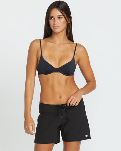 Volcom Women's Simply Solid Front-Tie Boardshorts Black