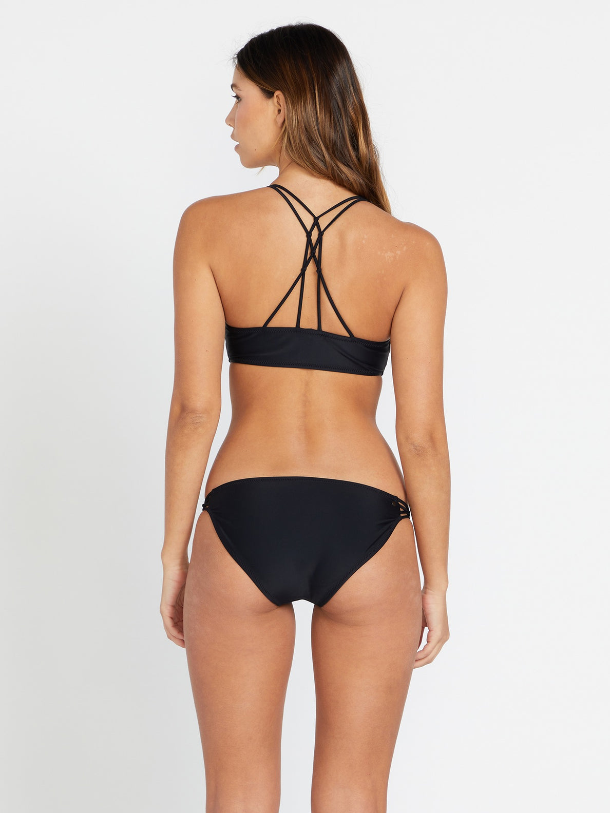 Simply Solid V Neck Bikini Top - Black