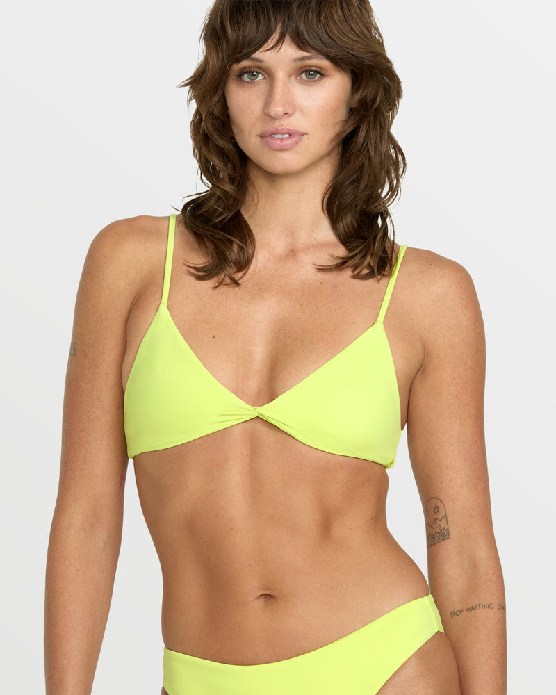 Volcom Women's Simply Seamless Vneck Bikini Top Island Green